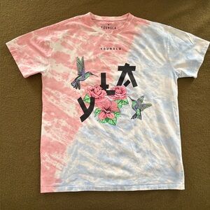 YoungLA floral & hummingbird design tee, men’s M, EUC